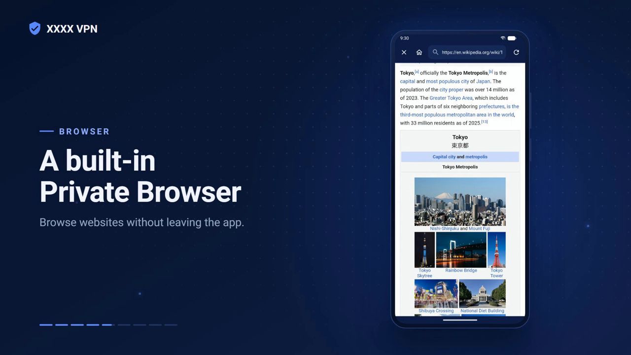 The Private Browser open inside the app