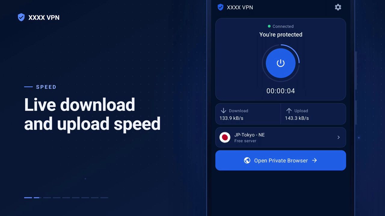 Live download and upload speed while connected