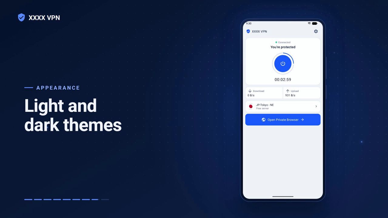 The app in light and dark themes